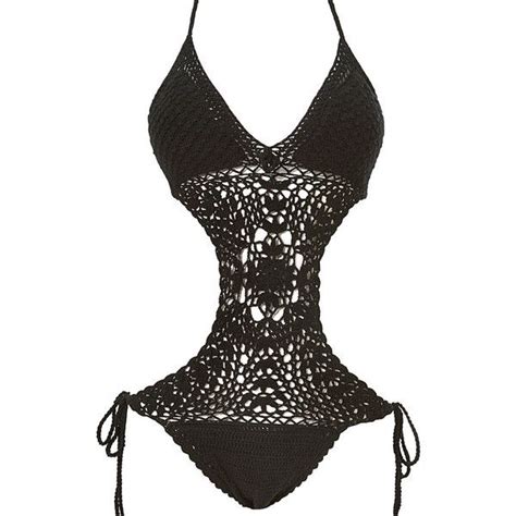falling into place crochet monokini £85 liked on polyvore featuring swimwear one piece