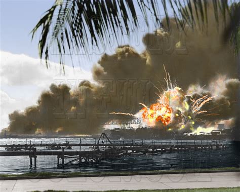 history in full color other colorized images uss shaw s magazine explodes pearl harbor dec