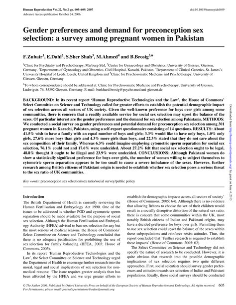 Pdf Gender Preferences And Demand For Preconception Sex Selection A
