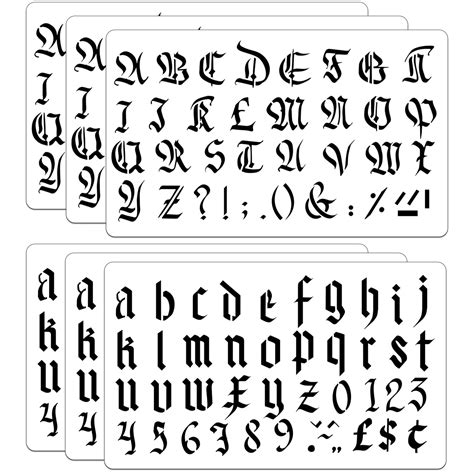 Buy 6 Pieces Calligraphy Stencils Old English Graffiti Airbrush Letter
