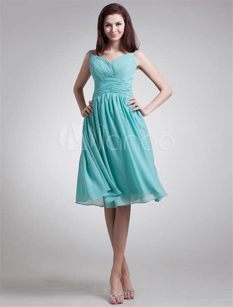 Chiffon Cocktail Dress Turquoise Sweetheart Ruched Prom Dress A Line