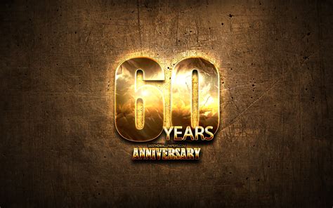 Download Wallpapers 60 Years Anniversary Golden Signs Anniversary
