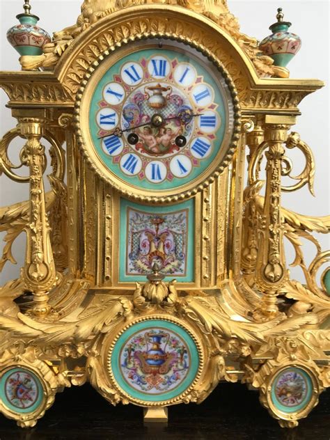 Napoleon Iii Porcelain Mounted Gilt Bronze Baroque Mantel Clock Circa