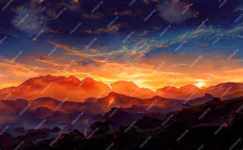 Premium Photo Sunrise Sunset In Mountains Fabulous Landscape Of