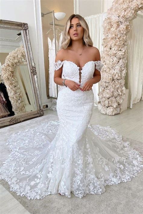 Unique Sweetheart Off The Shoulder Lace Mermaid Wedding Dresses