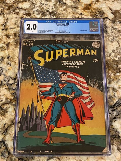 Superman 24 Cgc 20 Rare White Pages Classic Flag Cover Iconic Book