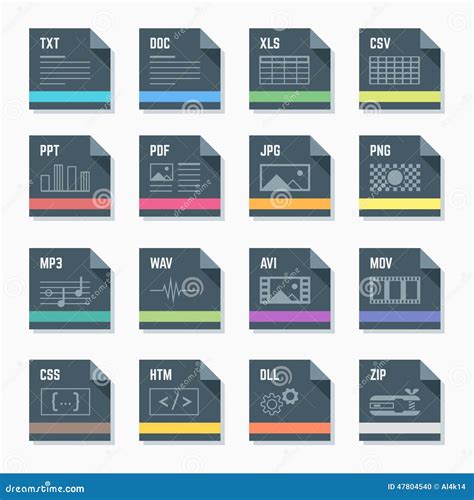 File Formats Thin Line Icons Set Eps Svg Psd Modern Vector