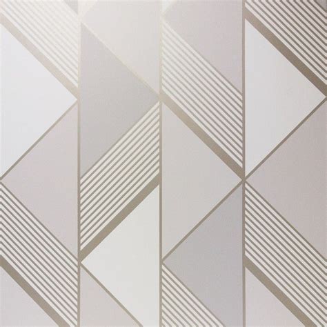 Muriva Lipsy Geometric Triangle Pattern Grey Gold Stripes Metallic