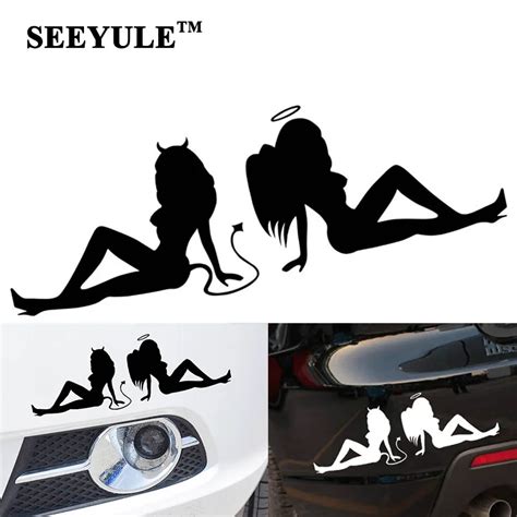 Pc Seeyule Sexy Angel And Devil Car Sticker Decorative Reflective Tail