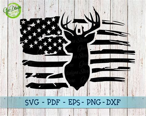 Distressed American Flag Svg Hunting Svg Deer Svg Distressed Flag