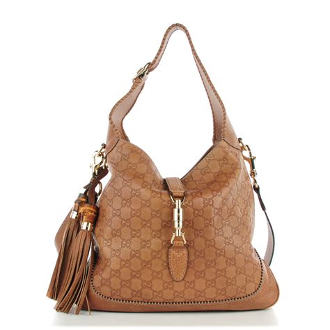 Gucci Guccissima New Jackie Medium Hobo Light Brown 125283