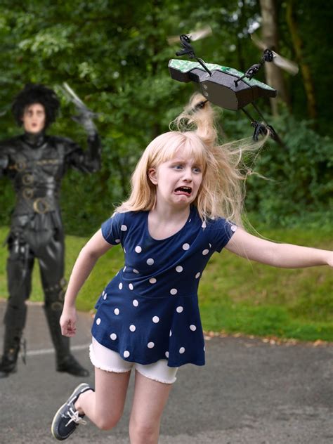 Psbattle Girl Being Chased By A Drone
