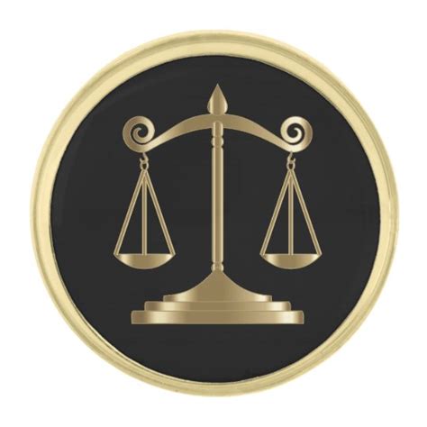 Black And Gold Scale Of Justice Lawyer Gold Finish Lapel Pin
