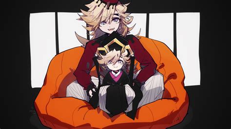 Demon Slayer Douma Kimetsu no Yaiba Sitting On Orange Couch With