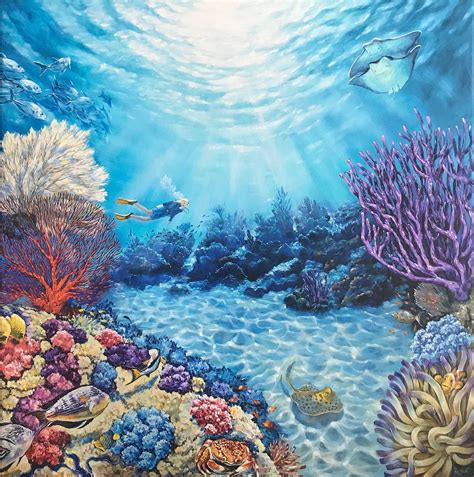 Kingdom Of Neptune Underwater Paradise Canvas Print From Original Oil