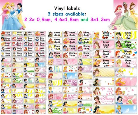 Disney Princess Vinyl Personalised Name Label Sticker School Book Girl