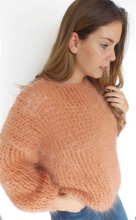 Give Me A Peach Sweater With 80 Mohair Handmade Cardigan