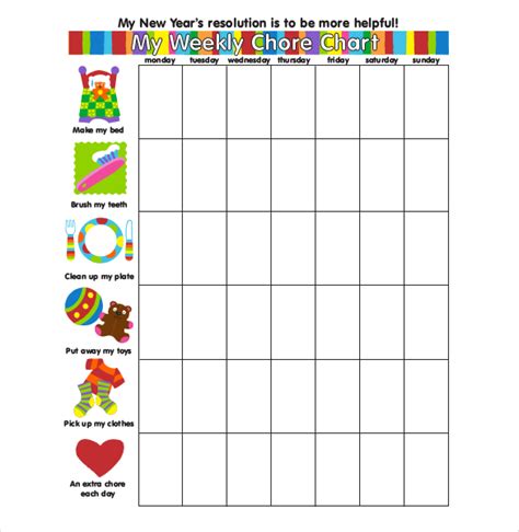 Weekly Chore Chart Template 24 Free Word Excel Pdf Format Download