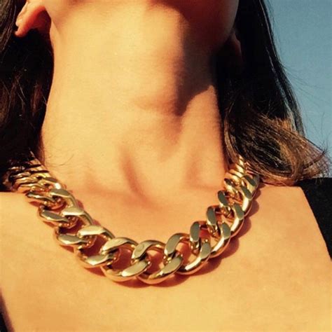 Extra Large Gold Chunky Curb Chain Necklace Chunky Chain Jewelry Gold
