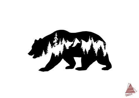 Svg File Bear And Mountains Adventure Cut Files For Cricut Etsy
