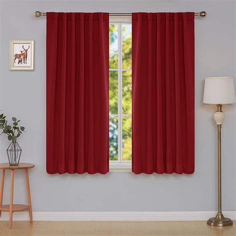 Deconovo Short Red Blackout Curtains Back Tab And Rod Pocket Thermal