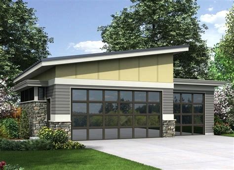 Slanted Roof Garage Single Pitch Roof House Plans Plan Am