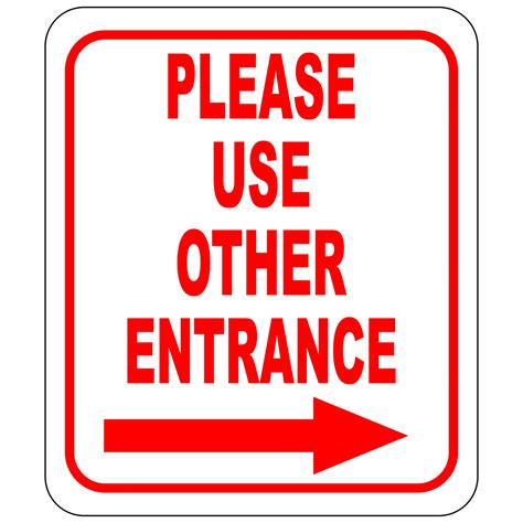 Buy Please Use Other Entrance Right Arrow Door Sign For Employees