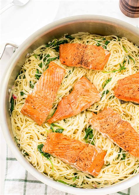 How can i turn brown butter garlic angel hair pasta into a main course? Angel Hair Pasta with Salmon, Arugula, and Creamy Lemon ...