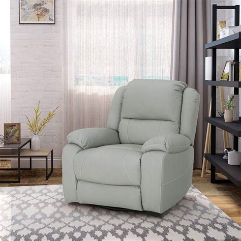 The recliner also features a high back design and sits on a sturdy rounded base for extra support. Teresa Classic Tufted Leather Swivel Recliner, Light Grey ...