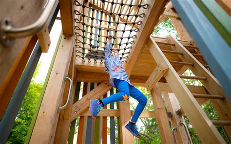 Sir Wilfrid Laurier Park Natural Wood Playground Timber Tower Nets