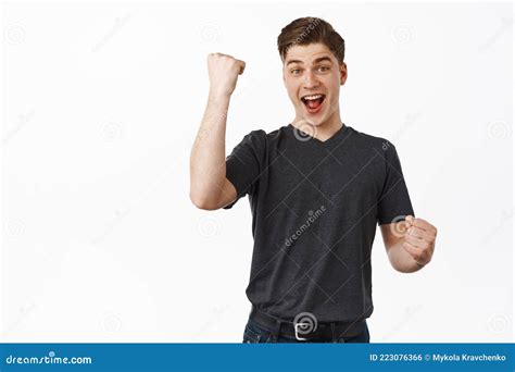 Success Smiling Happy Man Fist Pump Say Yes And Look Excited Winning