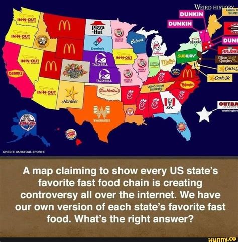 Find out where to stop on your next road trip with this ultimate list of america's best regional food chains. A map claiming to show every US state's favorite fast food ...