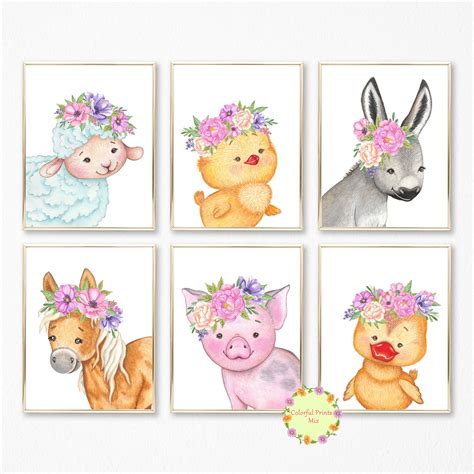Only 1 available and it's in 10 people's carts. Farm Animal Prints Girl Nursery Wall Decor Girl Room ...