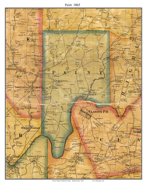 Paint Township Pennsylvania 1865 Old Town Map Custom Print Clarion