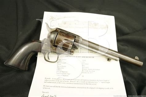 Colt 1st Gen Single Action Army Saa 45 Lc Revolver And Letter 1877