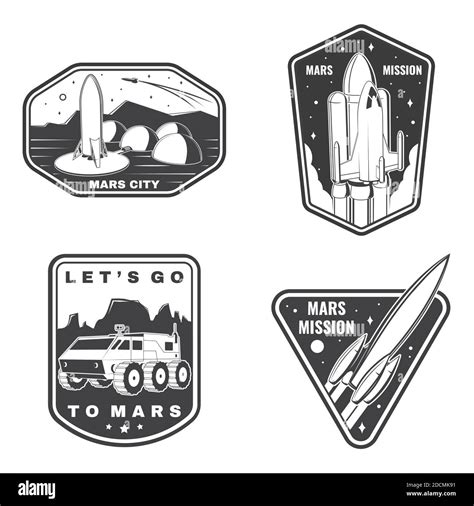 Set Of Space Mission Logo Badge Patch Vector Illustration Concept