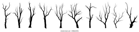 Vector Black Silhouette Bare Tree Stock Vector Royalty Free