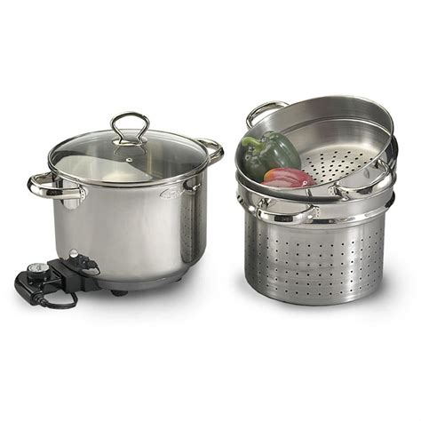 Rival 8 Qt Stainless Steel Electric Stock Pot 86126 Cookware At