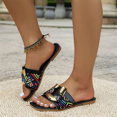 Akiihool Platform Sandals Women Wide Women S Summer Sandals Beach Bohemian Beaded Ankle Walking
