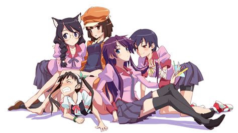 Wallpaper Illustration Simple Background Hanekawa Tsubasa Monogatari Series Anime Girls