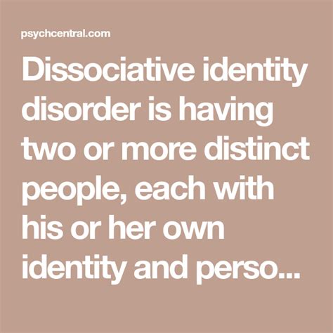 Dissociative Identity Disorder Disorders Identity Body