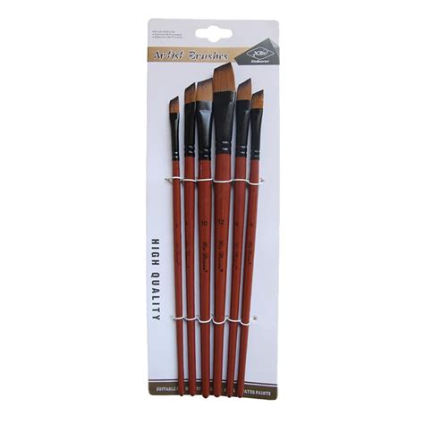 Srstrat 6pcs Artist Paint Brushes Set Nylon Watercolor Wooden Handle