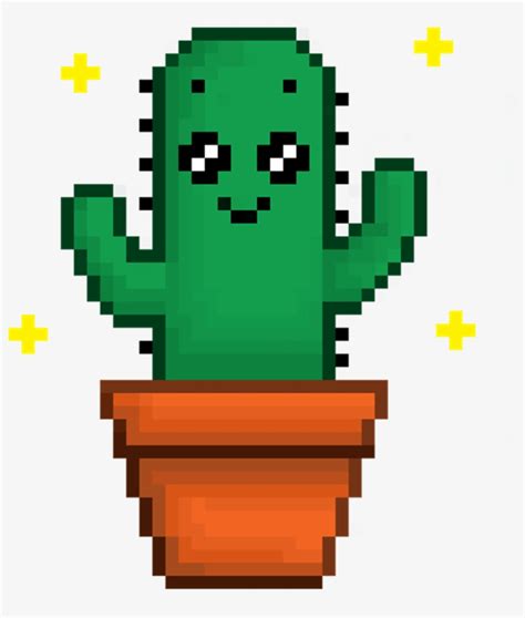 Pixel Cactus Png Clip Black And White Stock Pixel Art Free