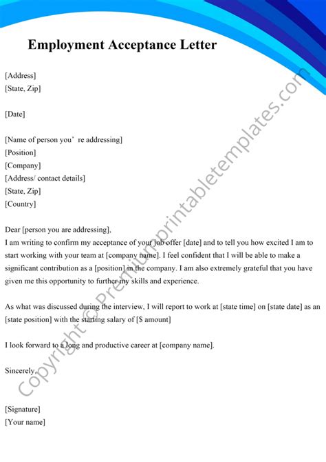Employment Acceptance Letter Editable And Pdf Pack Of 5 Premium