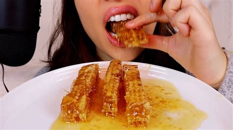 asmr eating raw honeycomb no talking sticky sounds youtube