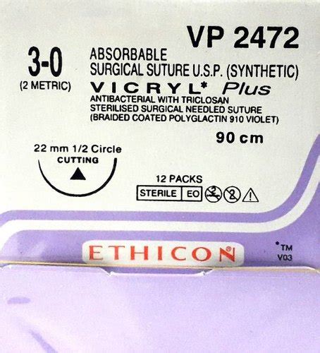 Ethicon Absorbable Sutures Synthetic Vp2472 22 Mm Rs