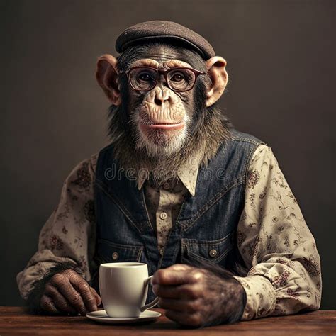 Monkey Drinking Coffee Stock Illustrations 49 Monkey Drinking Coffee