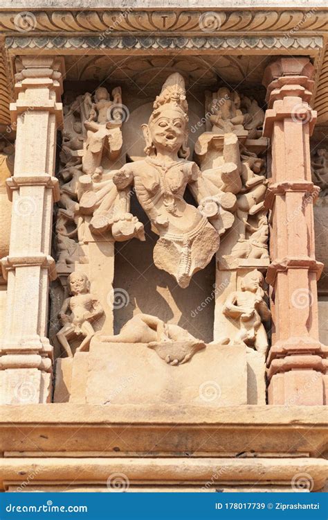 Erotic Sculpture At Vishvanatha Temple At The Western Temples Of Khajuraho In Madhya Pradesh
