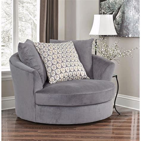 Abbyson Tanya Grey Fabric Round Swivel Chair Grey Foam Bigchair