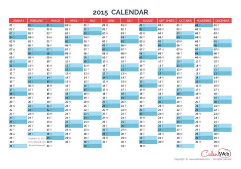Printable year calendar 2015